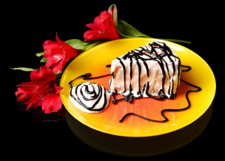 Картинка еда пирожные +кексы +печенье цветы альстромерия пирожное глазурь