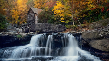 обоя glade creek grist mill, park babcock state, west virginia, разное, мельницы, glade, creek, grist, mill, park, babcock, state, west, virginia