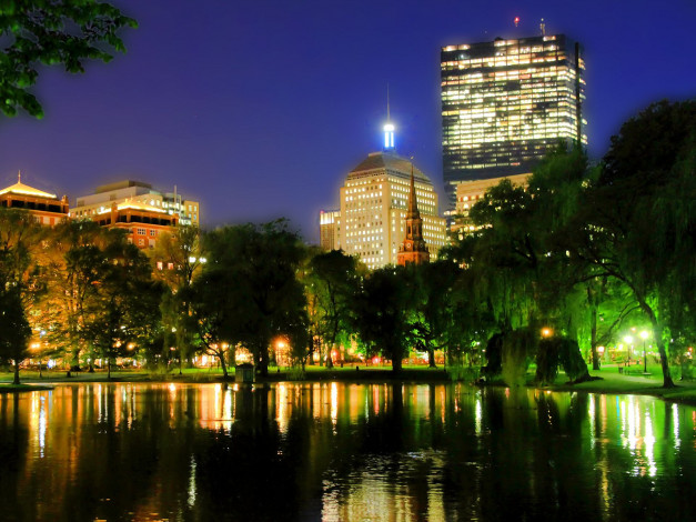 Обои картинки фото boston, города, огни, ночного