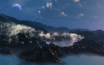 Картинка 3д графика atmosphere mood атмосфера настроения горы планета