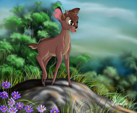 обоя мультфильмы, bambi, олень