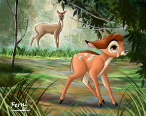 обоя мультфильмы, bambi, олень
