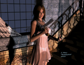 Картинка 3д графика people люди девушка пистолет