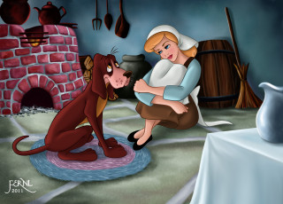 Картинка мультфильмы cinderella собака девушка