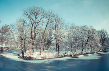 Картинка природа зима река деревья