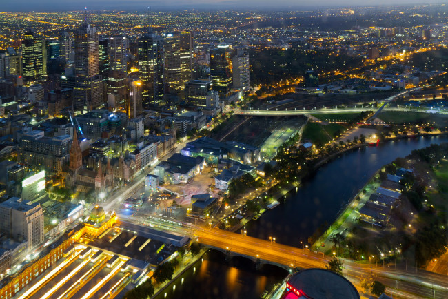 Обои картинки фото мельбурн, города, - огни ночного города, австралия, мегаполис, панорама, небоскребы, ночь, огни, дома