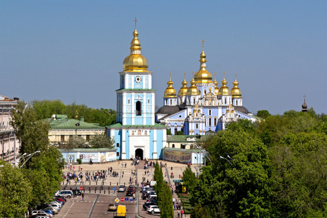 Обои картинки фото михайловский златоверхий собор, города, киев , украина, михайловский, златоверхий, собор