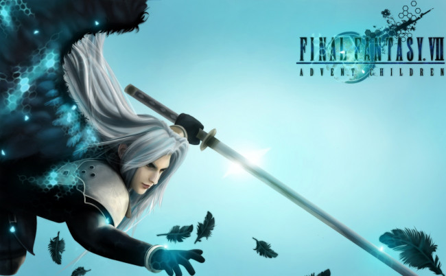 Обои картинки фото видео игры, final fantasy vii,  advent children, меч, sephiroth, воин, крылья