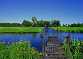 Картинка природа реки озера мост водоем река лето