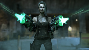 Картинка видео+игры cyberpunk+2077 девушка фон автомат стрельба