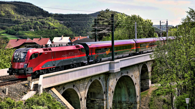 Обои картинки фото техника, поезда, поезд, железная, дорога, мост