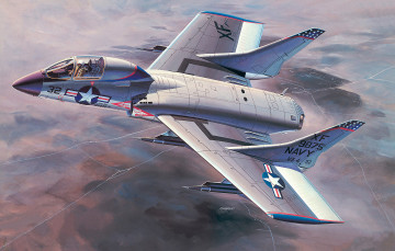Картинка vought f7u cutlass авиация 3д рисованые graphic земля сша истребитель палубный
