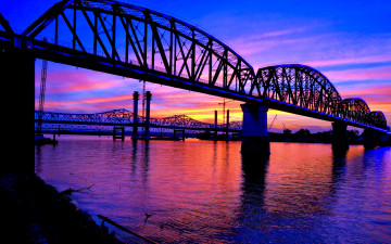 Картинка города -+мосты мост река закат