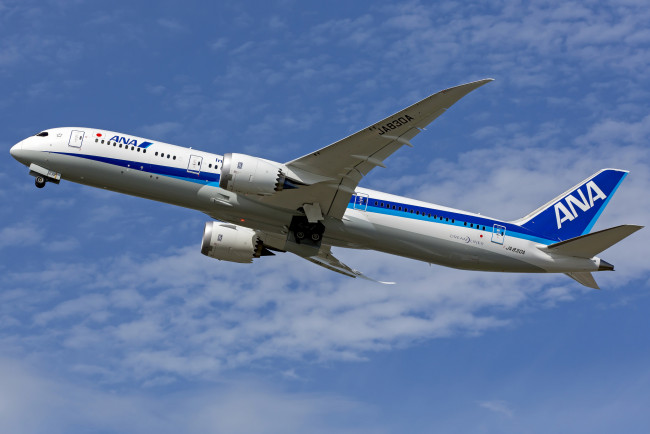 Обои картинки фото boeing 787 dreamliner, авиация, пассажирские самолёты, полет, авиалайнер