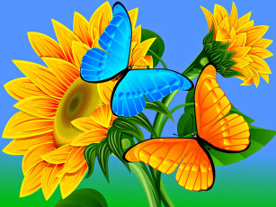 Картинка векторная+графика животные+ animals бабочка фон цветок