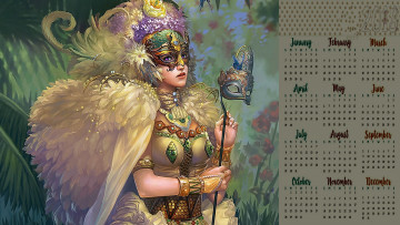 Картинка календари фэнтези маска девушка взгляд