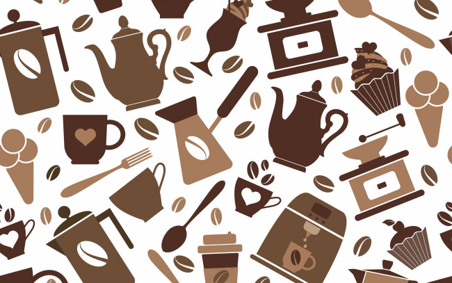 Обои картинки фото векторная графика, еда , food, фон, coffee, background, vector, текстура, кофе, seamless, pattern