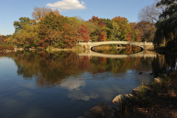 Картинка природа реки озера мост осень
