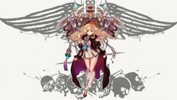 Картинка аниме angels demons девушка скелет крылья
