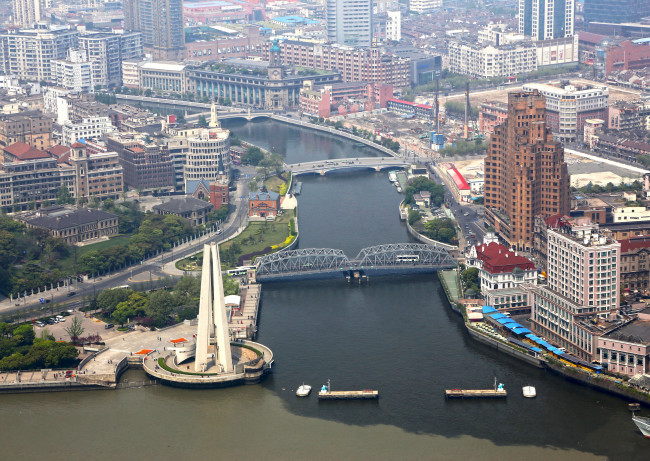 Обои картинки фото китай, шанхай, города, река, панорама, дома