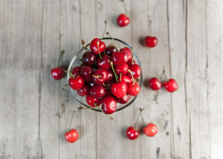 Картинка еда вишня +черешня веточки черешня миска фрукты лето