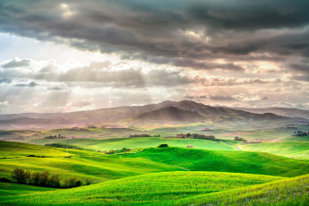 Картинка природа поля облака небо лето италия tuscany