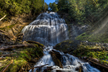 Картинка природа водопады водопад обрыв река лес