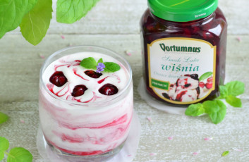 Картинка еда мороженое +десерты листики йогурт десерт джем