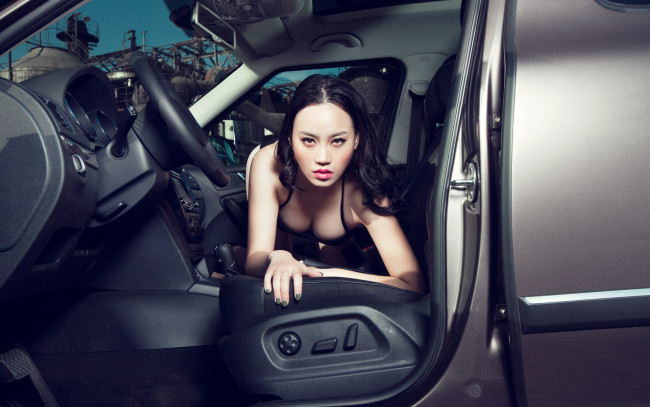 Обои картинки фото автомобили, авто с девушками, автомобиль, девушка, азиатка