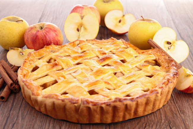 Обои картинки фото еда, пироги, яблоки, начинка, выпечка, яблочный, пирог