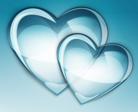 Картинка 3д+графика романтика+ romantics сердечки пара любовь голубой фон