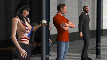 Картинка 3д+графика люди+ people девушка взгляд фон парни