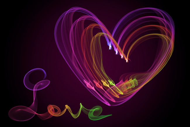 Обои картинки фото 3д графика, романтика , romantics, сердце, линии, любовь, надпись, дым