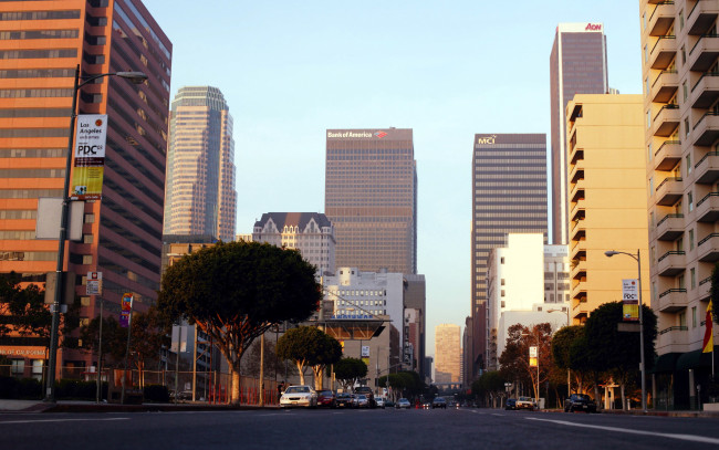 Обои картинки фото города, лос-анджелес , сша, улица, небоскребы
