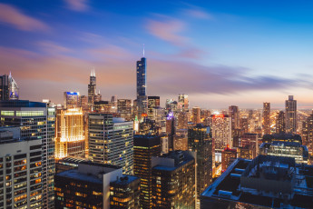 Картинка города -+огни+ночного+города chicago Чикаго небоскребы usa город иллиноис ночь мичиган city night