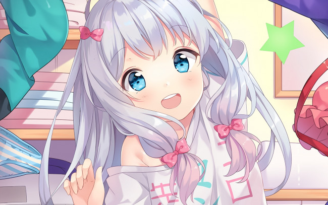 Обои картинки фото аниме, eromanga-sensei, девушка, взгляд, фон