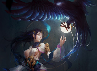Картинка фэнтези красавицы+и+чудовища магия арт эротика девушка шар птица грудь