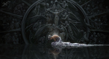 Картинка фэнтези красавицы+и+чудовища ангелы арт ушки спина фон скелеты эльфийка