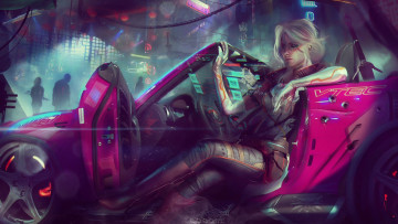 Картинка фэнтези девушки cyberpunk 2077 ведьмак cirilla автомобиль fiona elen riannon город art ciri девушка фантастика