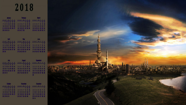 Обои картинки фото календари, фэнтези, город, здание, водоем, замок