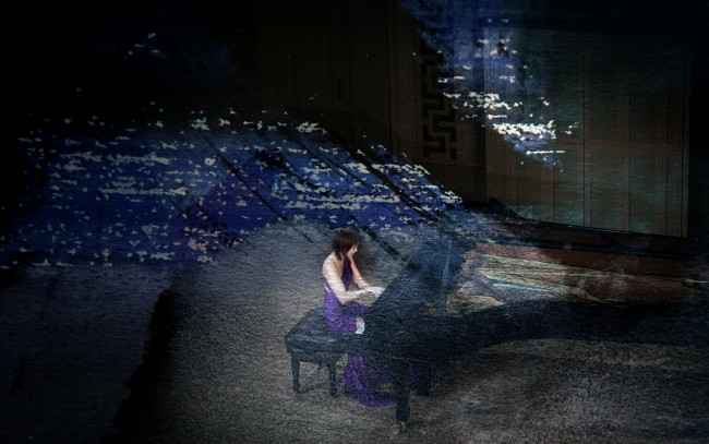 Обои картинки фото музыка, -другое, девушка, рояль