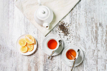 Картинка еда напитки +чай лимон чай заварка