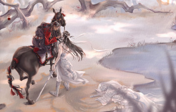 Картинка аниме mo+dao+zu+shi вэй усянь лань ванцзи берег лошадь меч