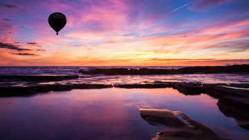 Картинка авиация воздушные+шары+дирижабли полет шар воздушный небо закат море