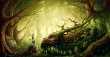 Картинка фэнтези существа девушка дракон