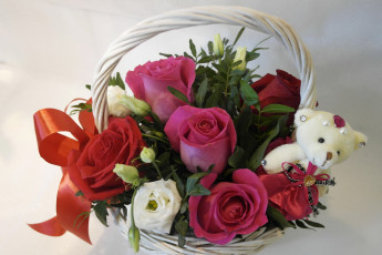 Картинка цветы букеты композиции розы букет корзина