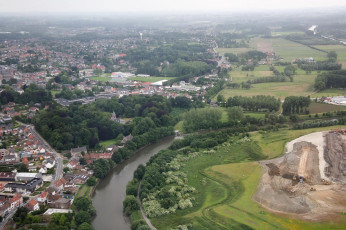 Картинка бельгия merelbeke города панорамы панорама дома река