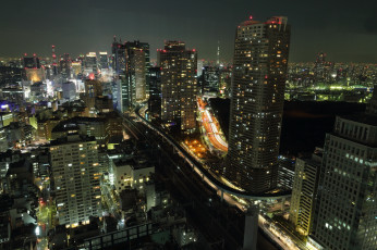 Картинка города токио Япония ночь огни