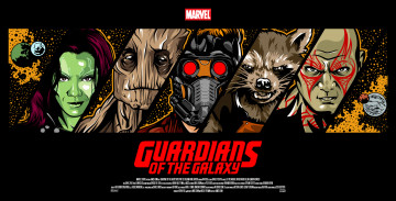 обоя кино фильмы, guardians of the galaxy, guardians, of, the, galaxy, star-lord, gamora, drax, groot, rocket