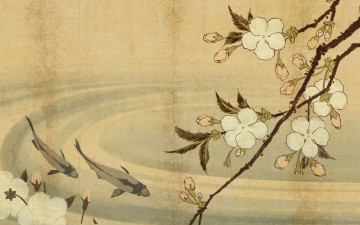 Картинка рисованные цветы Японское искуство